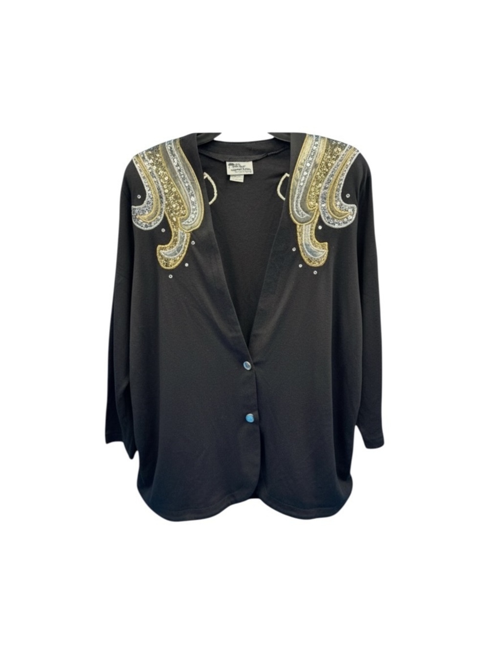 Vintage Black Gold & Silver Embellished Cardigan